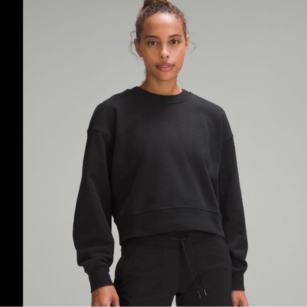 Lululemon Athletica Perfectly Oversized Cropped Crew French Terry Black Size 6